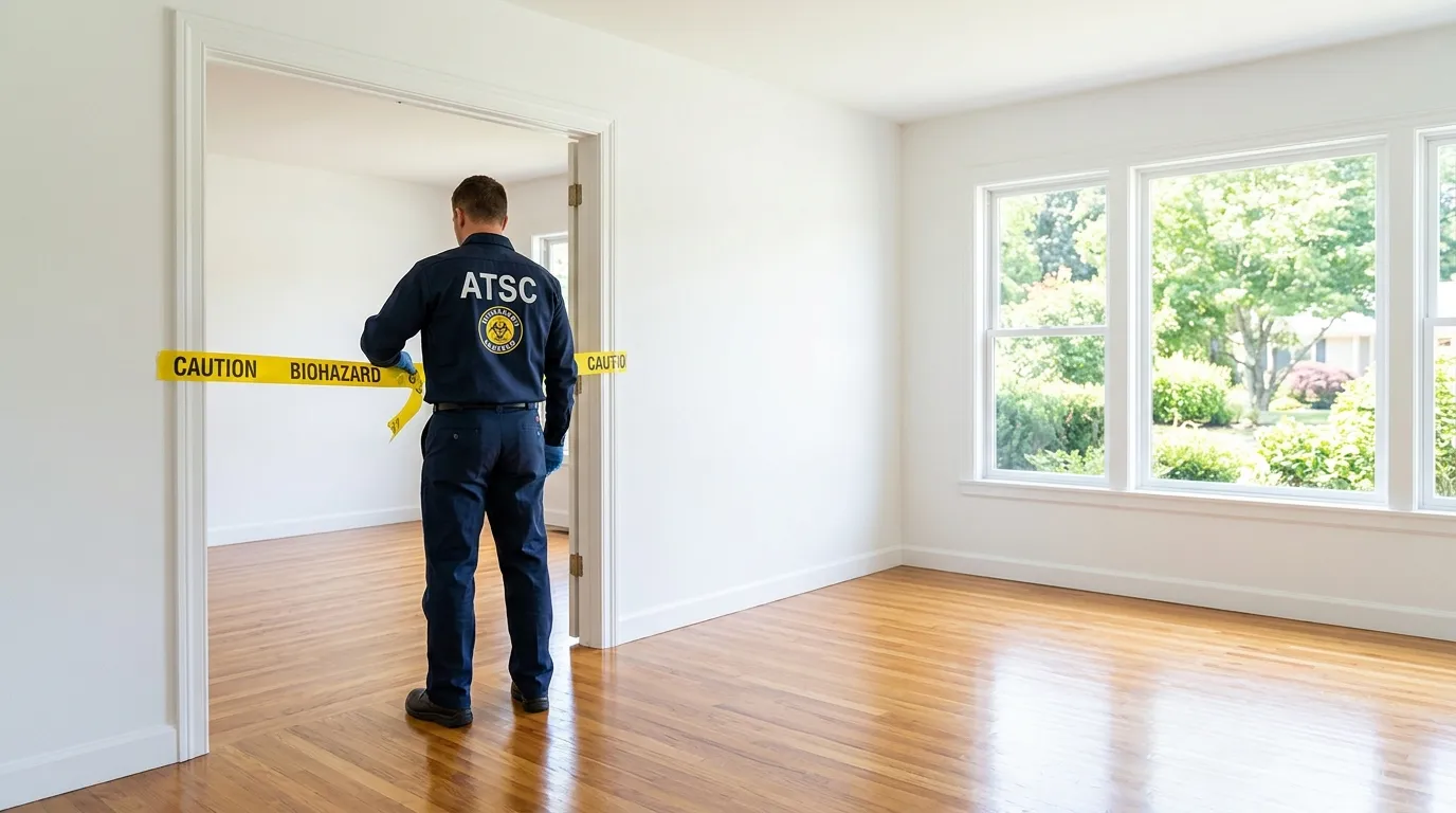 Certified biohazard cleanup crew performing Trauma Scene Cleanup in Lyndhurst